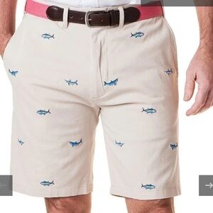 NWT Castaway Nantucket Fish Print Stone Twill Shorts 40